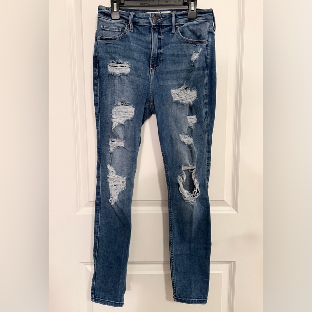 Hollister Ripped Skinny Jeans - Dark Blue